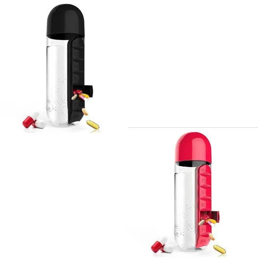 Direct Selling Two-In-One Water Cup Pill Box 7-Day Pill Box 7 Grids Outdoor Easy To Carry Water Bottle One Week With Pill Box Cup - Bellarte Enchanté Direct Selling Two-In-One Water Cup Pill Box 7-Day Pill Box 7 Grids Outdoor Easy To Carry Water Bottle One Week With Pill Box Cup